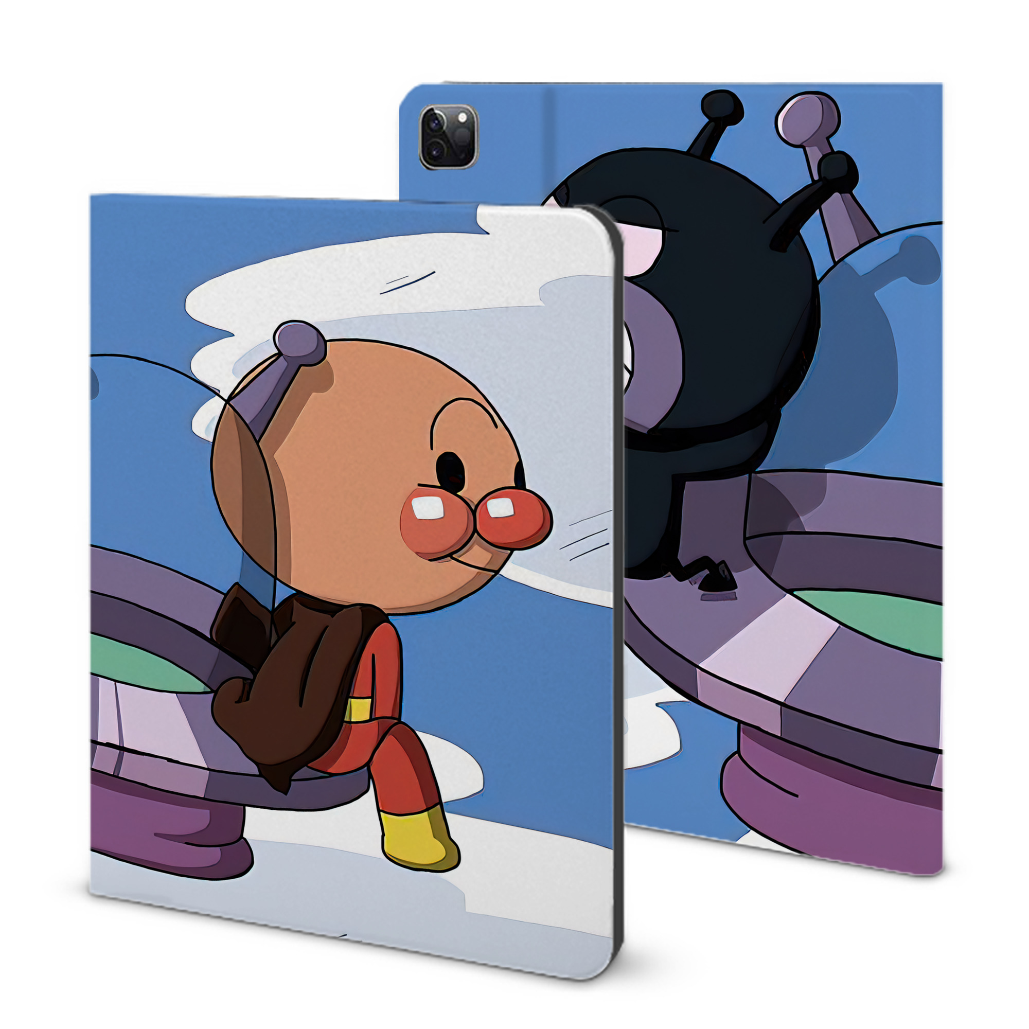 （画像用） アンパンマン Anpanman IPad ケース ブック型 PUレザー TPU 耐衝撃 軽量 薄型 ペン収納なし 全面保護 IPad 各モデル対応